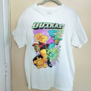 OutKast White Vintage Style Graphic Tee T-Shirt Big Boi Andre 3000 Hip Hop 90s
